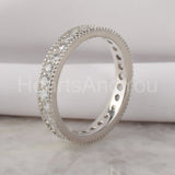2.1ct Round Cut Moissanite Anniversary Women Wedding Band 14k White Gold Plated