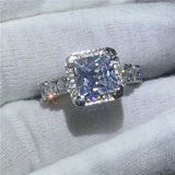 5Ct Princess Diamond Iced Gatsby Cocktail Engagement Ring 18K White Gold Finish