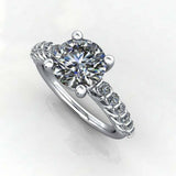 3.2ct Round Diamond Engagement Ring Solitaire Filigree Floral 14k WhiteGold Over
