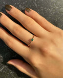 0.2ct Engagement Ring Princess Cut Green Emerald Minimalist 14k Yellow Gold Over