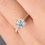 1.5ct Round Cut Diamond Engagement Ring Flower Unique 14k Rose Gold Finish