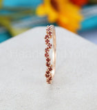 0.5ct Round Cut Simulated Garnet Minimalist Wedding Band 14k Yellow Gold Plated