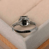 1.2ct Engagement Ring Emerald Cut Diamond Solitaire Floral 14k White Gold Finish
