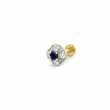 0.4ct Round Blue Sapphire Screw On Nose Pin Ring Piercing 14k Yellow Gold Finish