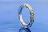 2.4ct Cushion Blue Sapphire Filigree Milgrain Bridal Set Ring 14k WhiteGold Over
