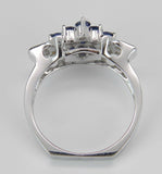 5ct Round Cut Blue Sapphire Unique Stylish Engagement Ring 14k White Gold Finish
