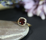 2ct Cushion Cut Red Garnet Engagement Ring 14k Yellow Gold Finish Halo Solitaire