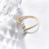 0.5ct Round Cut Simulated Diamond Three Stone Pearl Ring 14k Yellow Gold Plated