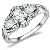 3.5ct Oval Pear Cut Diamond Three Stone Halo Engagement Ring 14K White Gold Over
