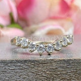 0.5ct Round Cut Moissanite Curved Stackable Wedding Band 14k White Gold Plated