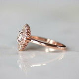 1.5ct Oval Cut VVS1 D Diamond Floral Engagement Ring 14k Rose Gold Finish