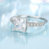 Solitaire with Accent Engagement Ring 1.5ct Princess Diamond 14k White Gold Over