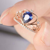2.2ct Pear Cut Blue Sapphire Engagement Ring Diamond Crown 14k White Gold Finish