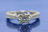 2.1ct Round Cut Diamond Engagement Ring Milgrain Bridal Set 18k White Gold Over