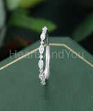 0.5ct Marquise Simulated Diamond Minimalist Wedding Band 14k White Gold Plated