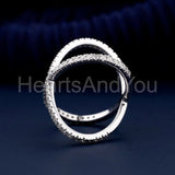 0.4ct Round Cut Moissanite Criss Cross Women Wedding Band 14k White Gold Plated