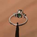 2.3ct Engagement Ring Oval Green Emerald Stylish Art Deco 14k White Gold Finish