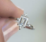 1ct Emerald Cut Diamond Engagement Ring Stylish Solitaire 14k White Gold Finish