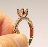 2ct Round Cut Diamond Engagement Ring 18k Rose Gold Finish Classic Solitaire