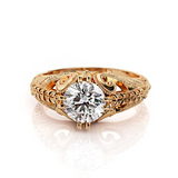 1ct Round Cut Diamond Engagement Ring 14k Rose Gold Finish Leaf Vintage Milgrain
