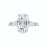 2ct Oval Cut Diamond Engagement Ring Baguette Accents Trilogy 14k WhiteGold Over
