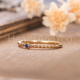 0.1ct Round Cut Simulated Sapphire Bezel Set Dainty Ring 14k Yellow Gold Plated