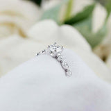 1.6ct Round Cut Diamond Milgrain Solitaire with Accent Ring 14k WhiteGold Finish