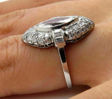 6.5ct Marquise Cut Diamond Unique Vintage Engagement Ring 14K White Gold Finish