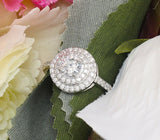 Double Halo Solitaire Engagement Ring 2ct Round Cut Diamond 14k WhiteGold Finish