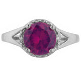 2.3ct Engagement Ring Round Cut Pink Ruby Split Shank 14k White Gold Finish
