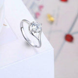 1.1ct Round Cut Diamond Engagement Ring 14k White Gold Finish Solitaire Split