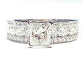 4Ct Princess Cut Diamond Round Iced Shank Engagement Ring 14K White Gold Finish