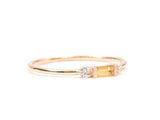 0.6ct Engagement Ring Baguette Cut Yellow Citrine Trilogy 14k Yellow Gold Finish