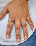 0.15ct Round Cut Moissanite Dragonfly Women Engagement Ring 14K Dual Gold Plated