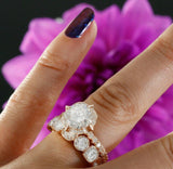 5ct Round Cut Diamond Bridal Set Engagement Ring Unique Band 14k Rose Gold Over