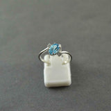 1.2ct Engagement Ring Oval Cut Blue Topaz Swirl Trilogy 14k White Gold Finish