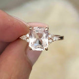1.5ct Radiant Cut Peach Morganite Pear Accent Engagement Ring 14k Rose Gold Over