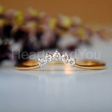 0.03ct Round Cut Moissanite Curved Women Engagement Ring 14K Yellow Gold Plated