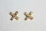 0.6ct Round Cut VVS1D Diamond Cross Design Stud Earrings 14k Yellow Gold Finish