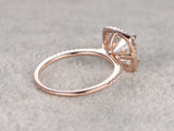 1.5ct Cushion Cut Diamond Halo Solitaire Engagement Ring 14k Rose Gold Finish