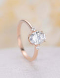 1ct Oval Cut Diamond Engagement Ring Round Accent Trilogy 14k Rose Gold Finish