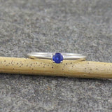 0.5ct Engagement Ring Round Cut Blue Sapphire Solitaire 14k White Gold Finish