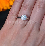0.5ct Round Cut Moissanite 4 Prong Solitaire Engage Ring 14k White Gold Plated