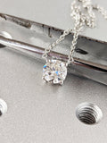 1ct Round Cut Moissanite Solitaire Pendant with Chain 14k White Gold Plated
