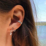 0.5ct Round Cut VVS1D Diamond Snake Design Stud Earrings 14k White Gold Finish