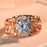 2.4ct Round Cut Diamond Engagement Ring 14k Rose Gold Finish Unique Halo Floral