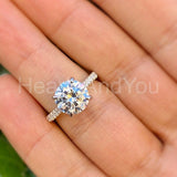 2.1ct Round Cut Moissanite Accented Pave Engagement Ring 14K White Gold Plated