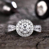 2.6ct Engagement Ring Round Cut Diamond Milgrain Filigree 14k White Gold Finish