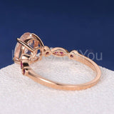 1.6ct Oval Cut Simulated Peach Morganite Accented Ruby Ring 14k Rose Gold Plated