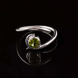 0.5ct Round Cut Green Peridot Geometric Solitaire Ring 14k White Gold Finish